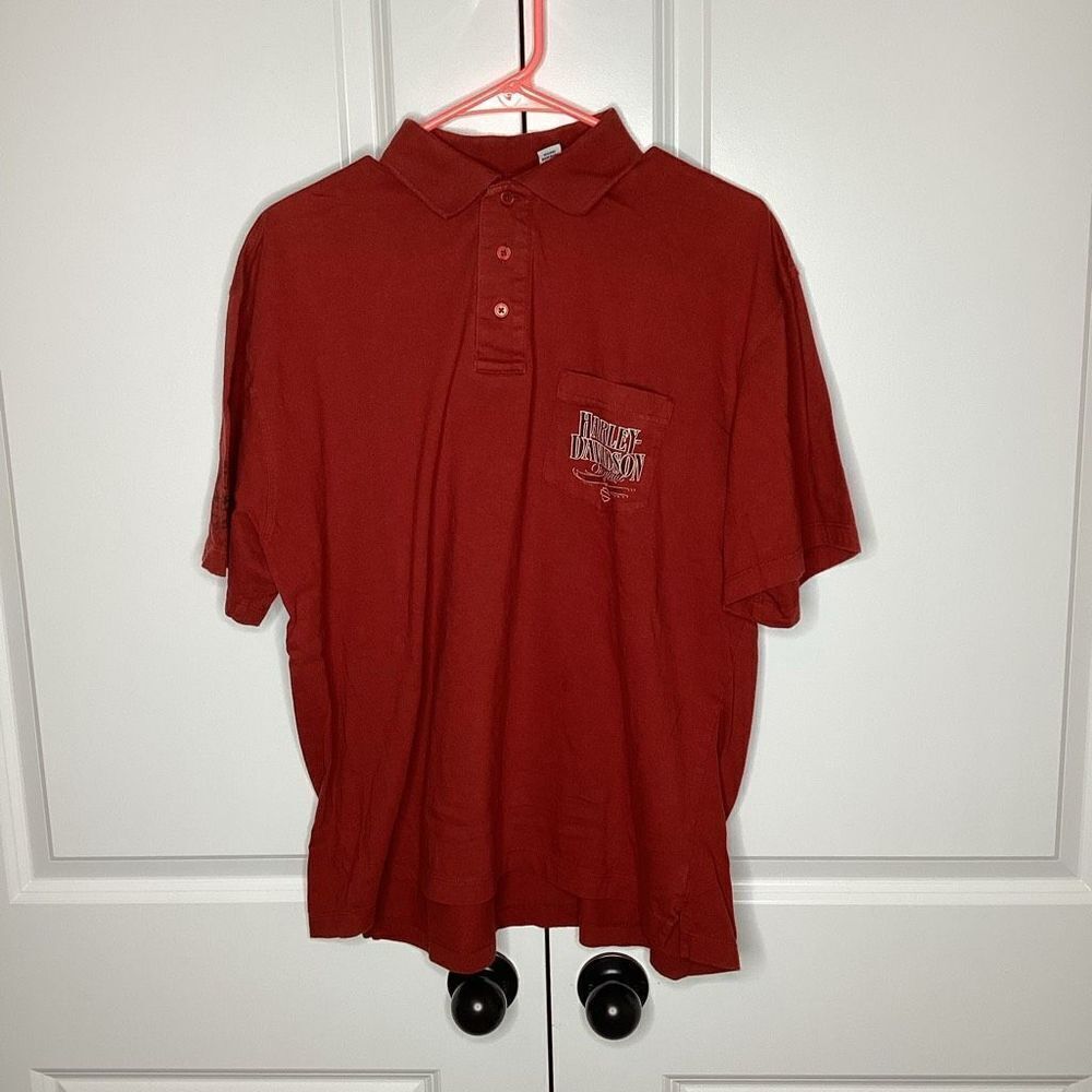 Mens HARLEY-DAVIDSON of‎ New Bern North Carolina Polo Shirt large red